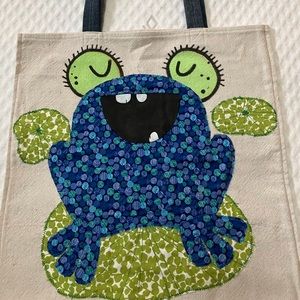 Recycled handmade canvas tote 🐸